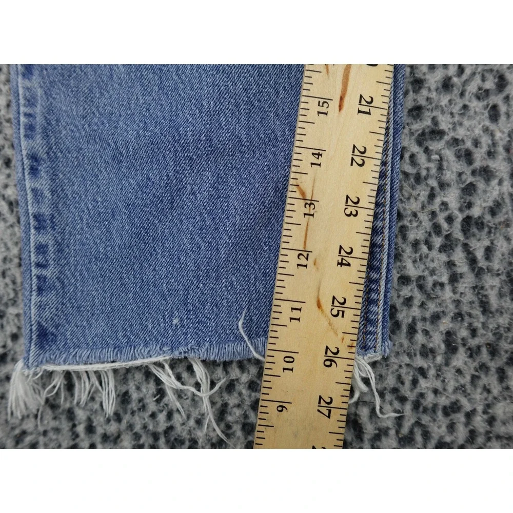 Levis 540 Relaxed‎ Fit Jeans Mens 34x26 Light Blue Raw Hem Cropped Denim